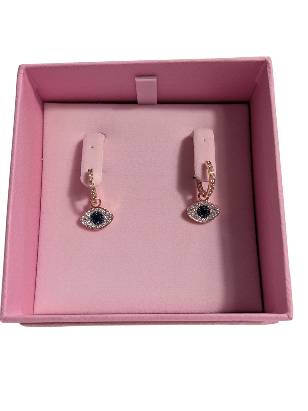Swarovski Symbolica Evil Eye Hoop Earrings Blue Rose Gold 5425857